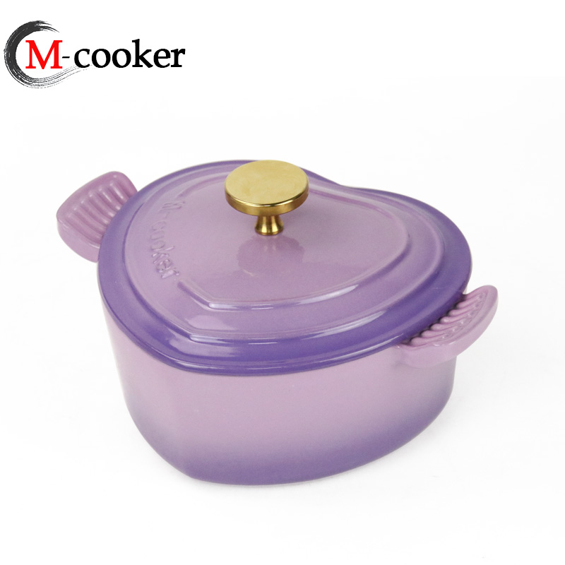cute cast iron enamel heart shape casserole pot