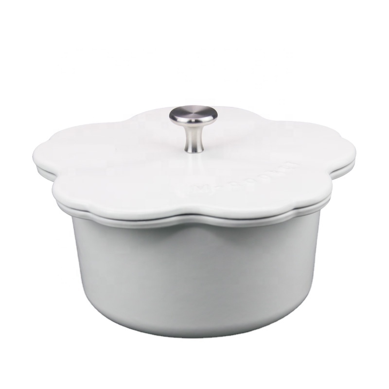 cast iron cute flower shape enamel pot casserole