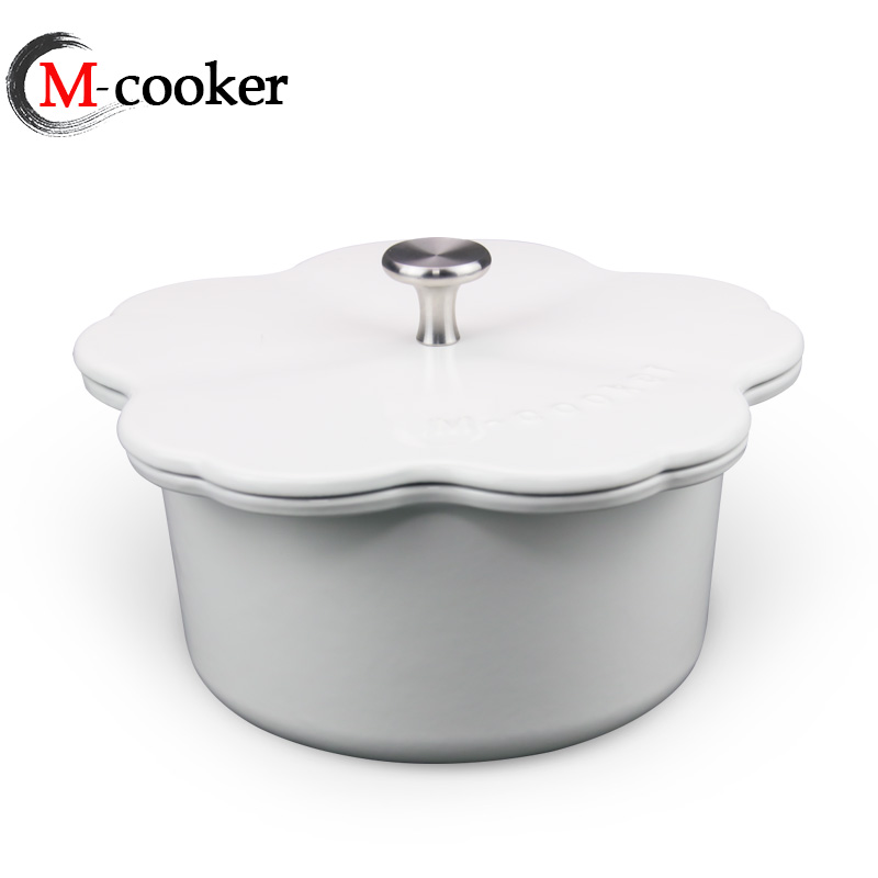cast iron cute flower shape enamel pot casserole