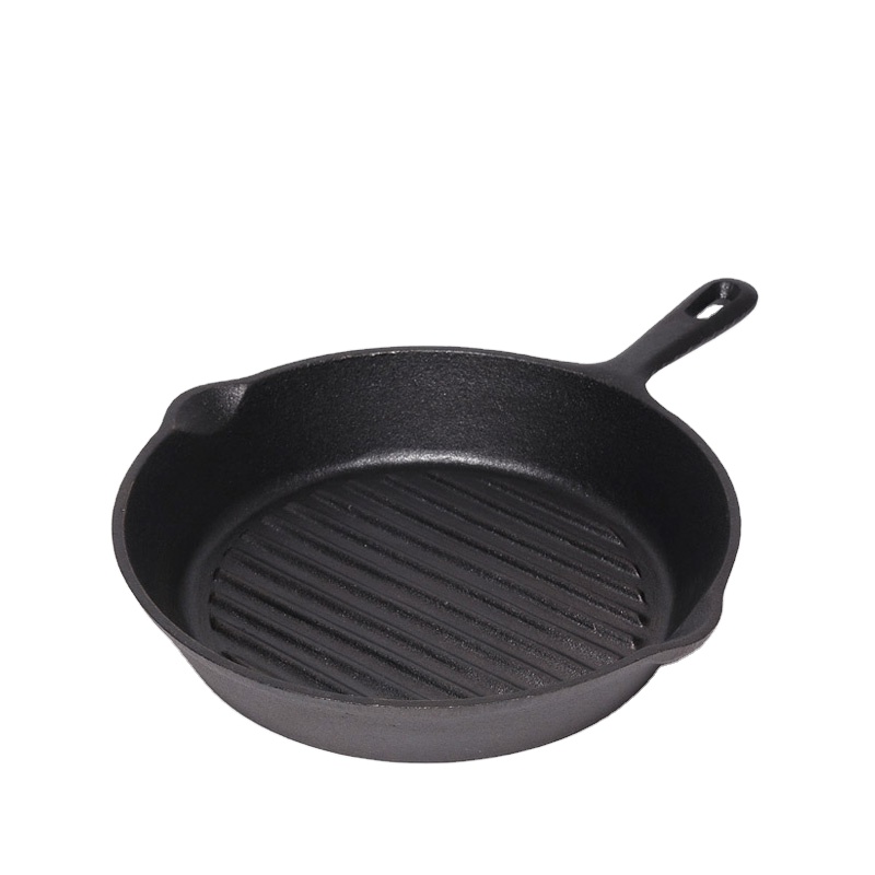 Round cast iron grill pan