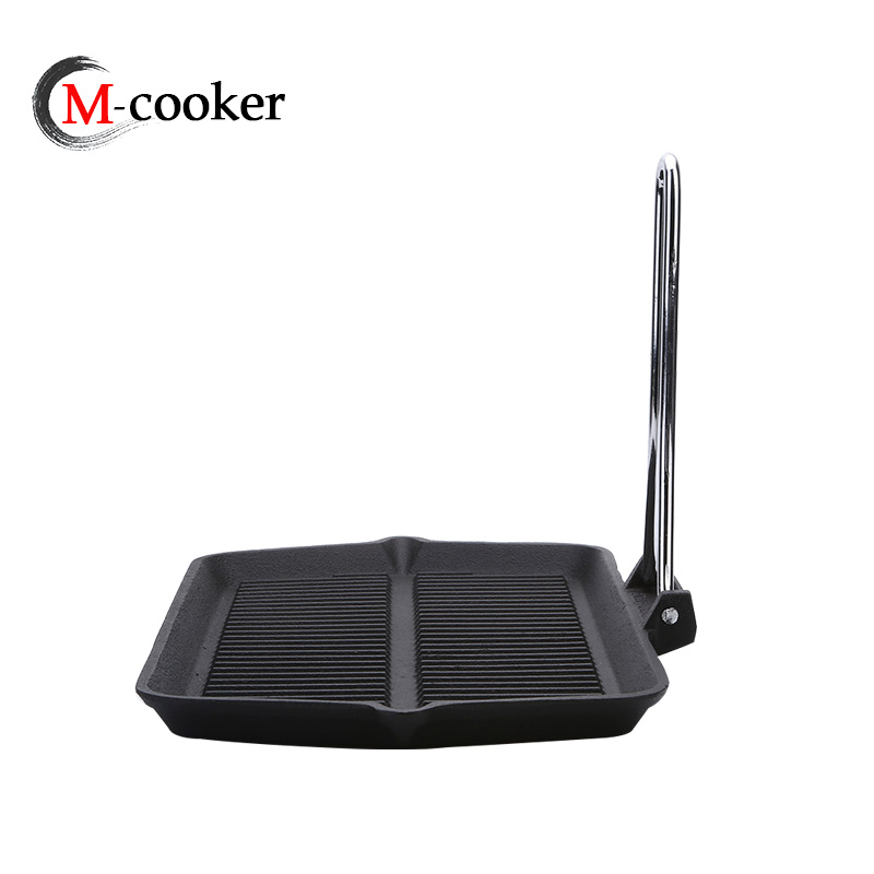 Cast iron griddle with ss handle