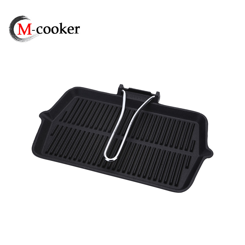 Cast iron griddle with ss handle