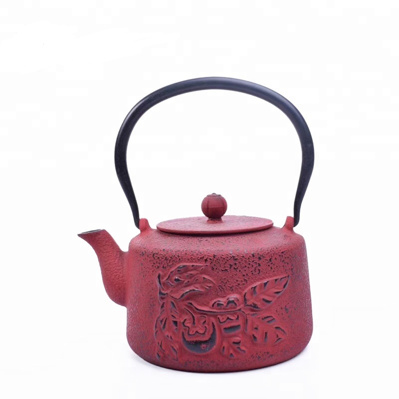 Special design cast iron teapot with eanmeled inner coating and printing outer coating