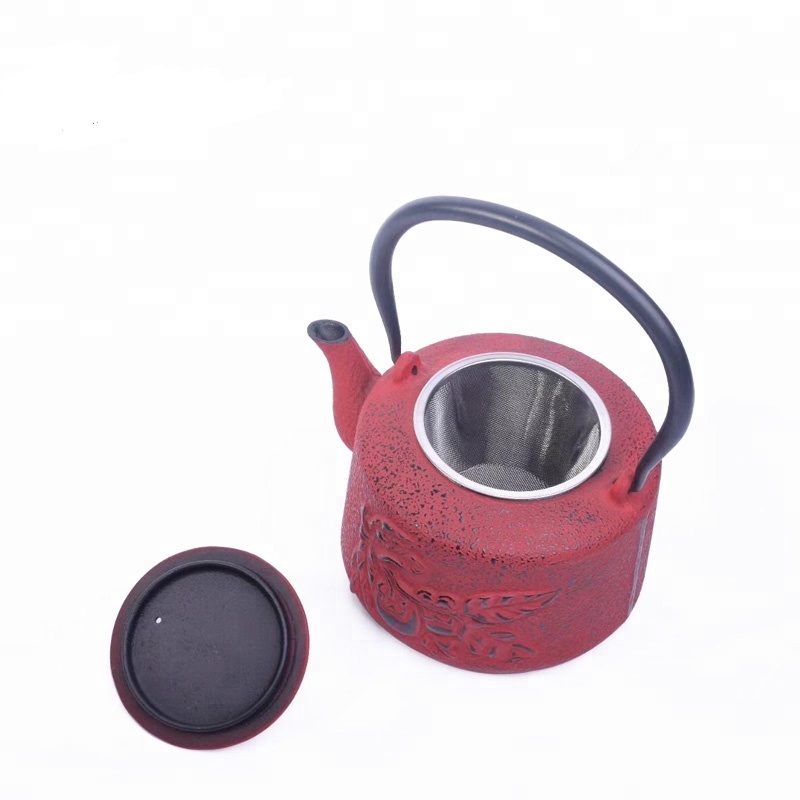 Special design cast iron teapot with eanmeled inner coating and printing outer coating