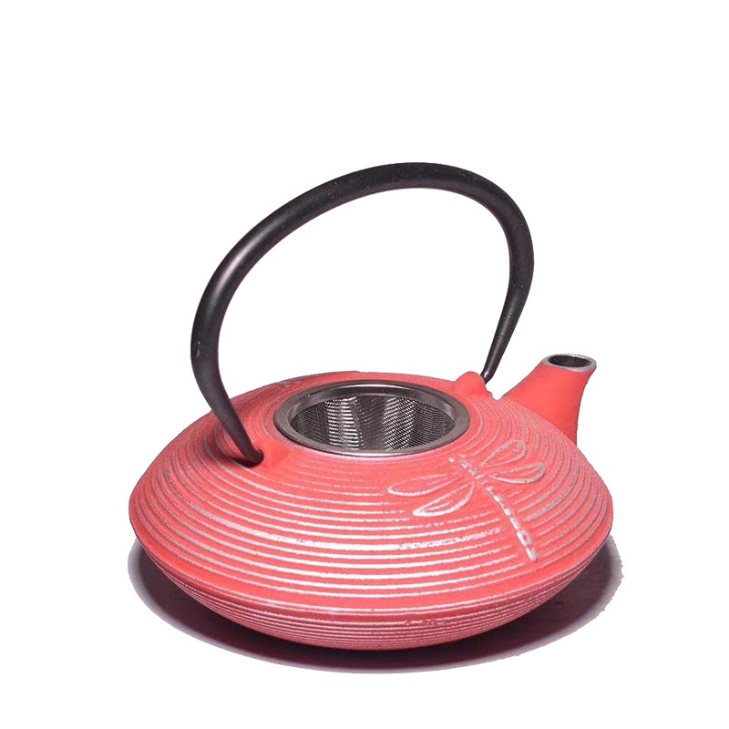 Big volume cast iron teapot with handle and flat bottom
