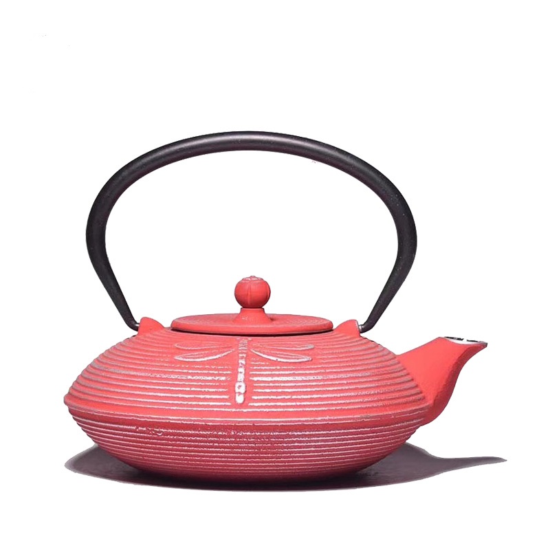 Big volume cast iron teapot with handle and flat bottom