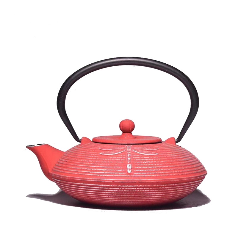 Big volume cast iron teapot with handle and flat bottom