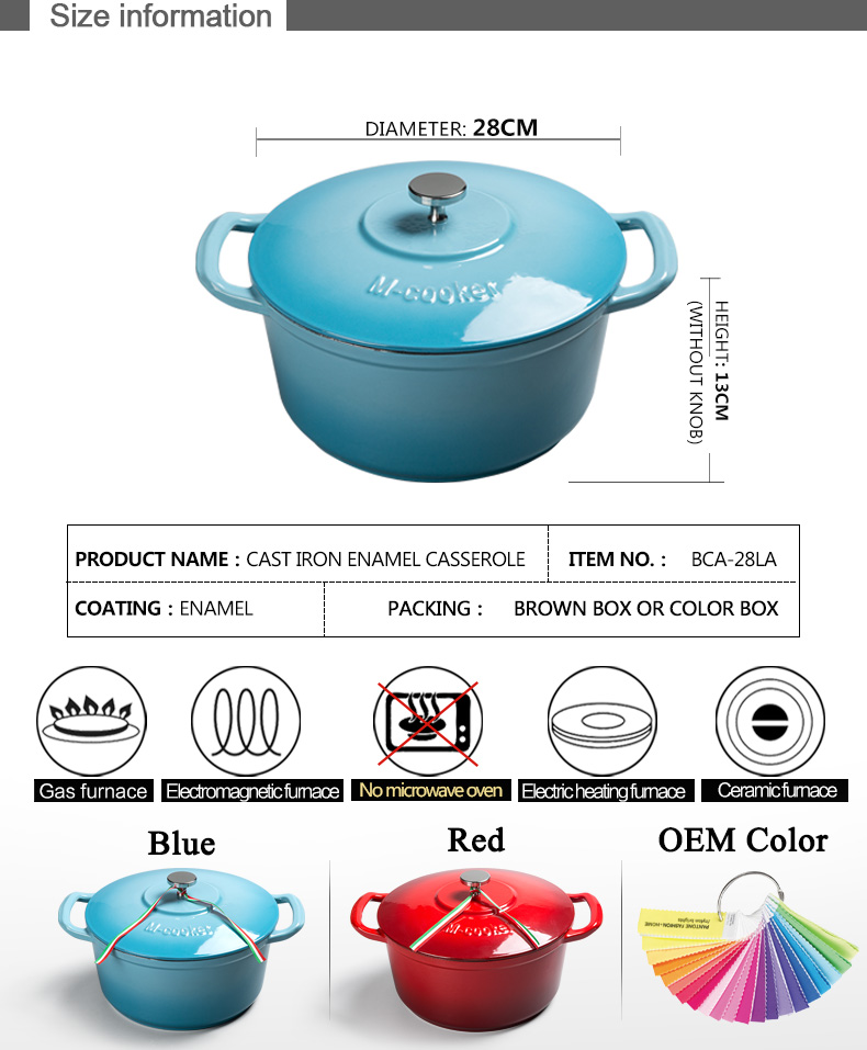 High quantity cast iron enamel cookwarepot casserole soup (5)